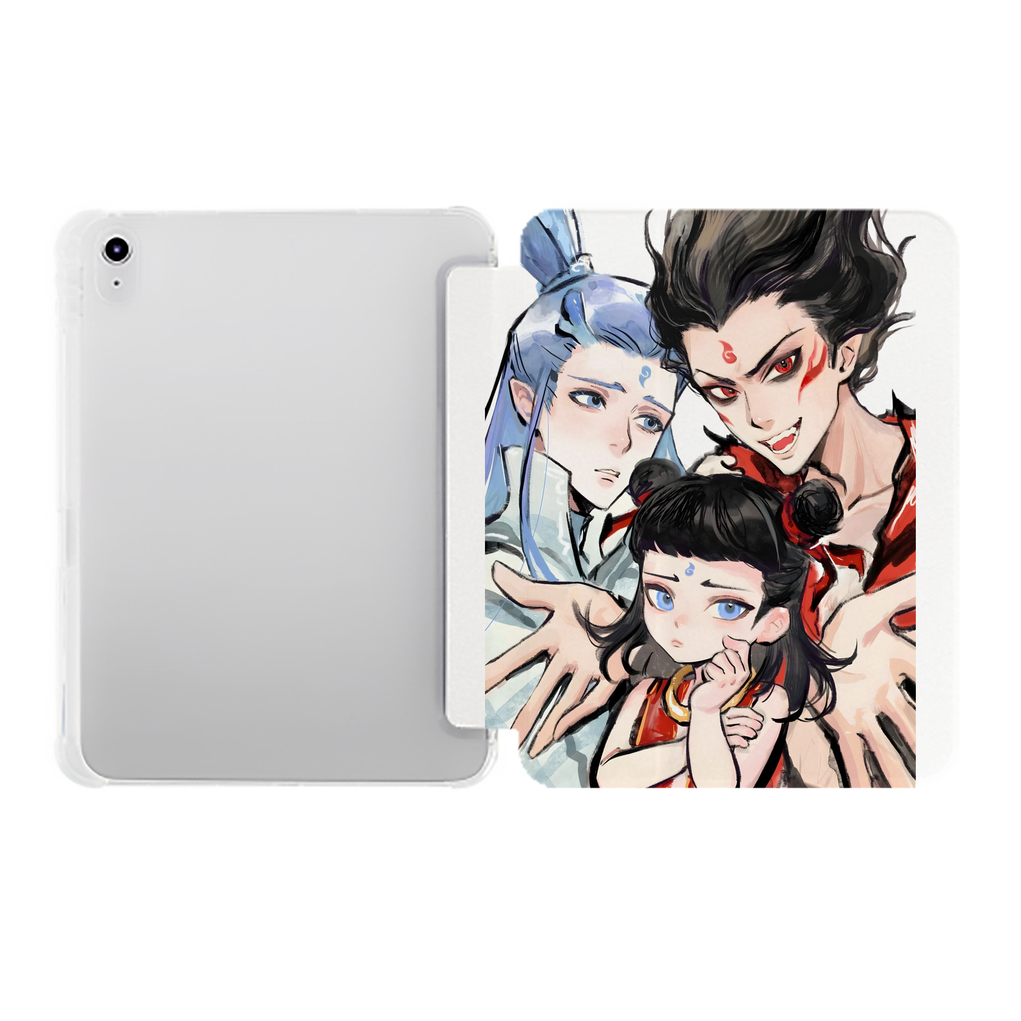 （画像用） Ne Zha 2 ナタ 魔童の大暴れ IPad ケース ペン収納付き 三つ折りスタンド PUレザー×シリコン 対応機種9.5/10.5/10.9インチ